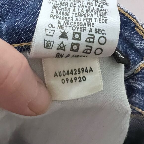 7 for All Mankind Josefina High Waist Dark Wash Distress Straight Jeans Size 26 - Picture 8 of 9